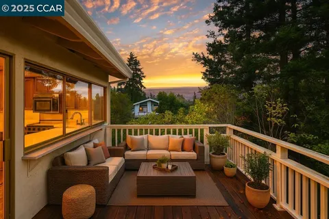 a view of a patio on the roof deck