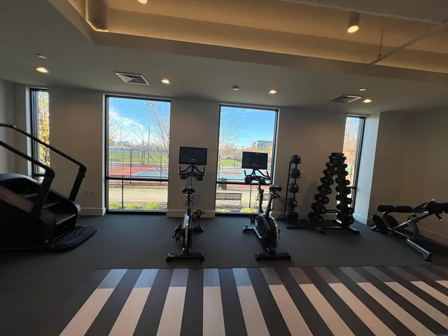 a view of a room with gym equipment