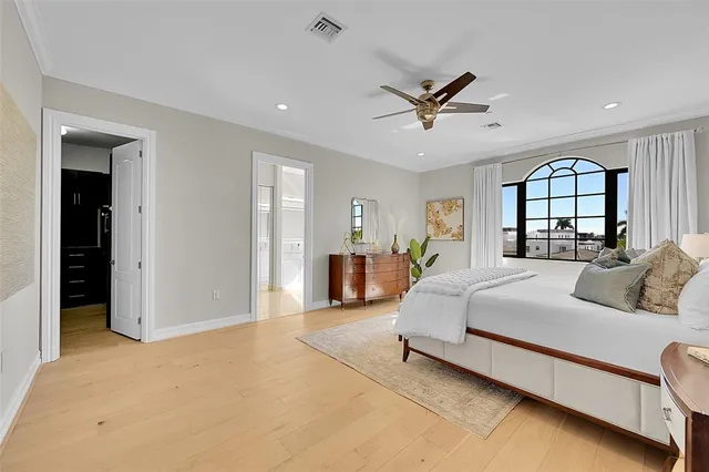 a hallway with a stove and a cabinet