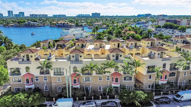 a view of a lake with houses