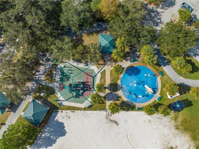 an aerial view of a house