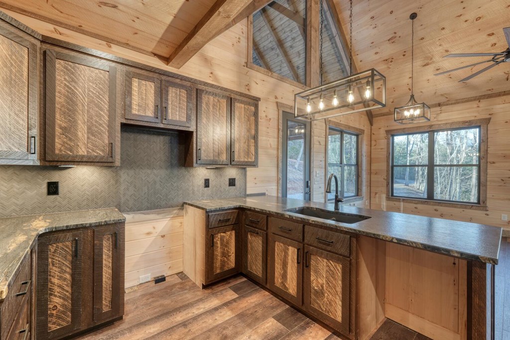 250 Wolfcreek Road Mineral Bluff, GA 30559 - Photo 35 of 59 a kitchen with stainless steel appliances granite countertop a sink a stove and cabinets