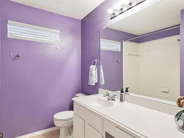 a bathroom with a sink a toilet a mirror and vanity