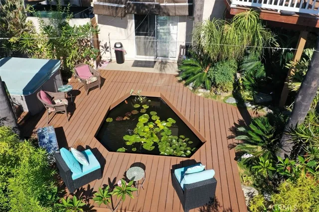 an outdoor view with patio