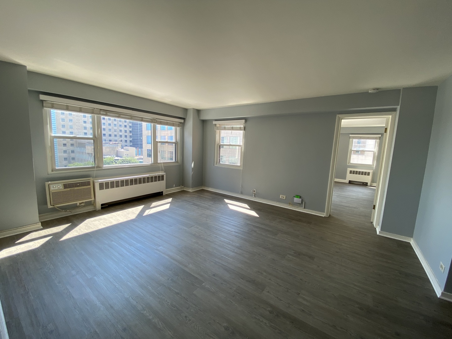 2909 North Sheridan Road, Unit 809 Chicago, IL 60657 - Photo 4 of 16 an empty room with wooden floor and windows