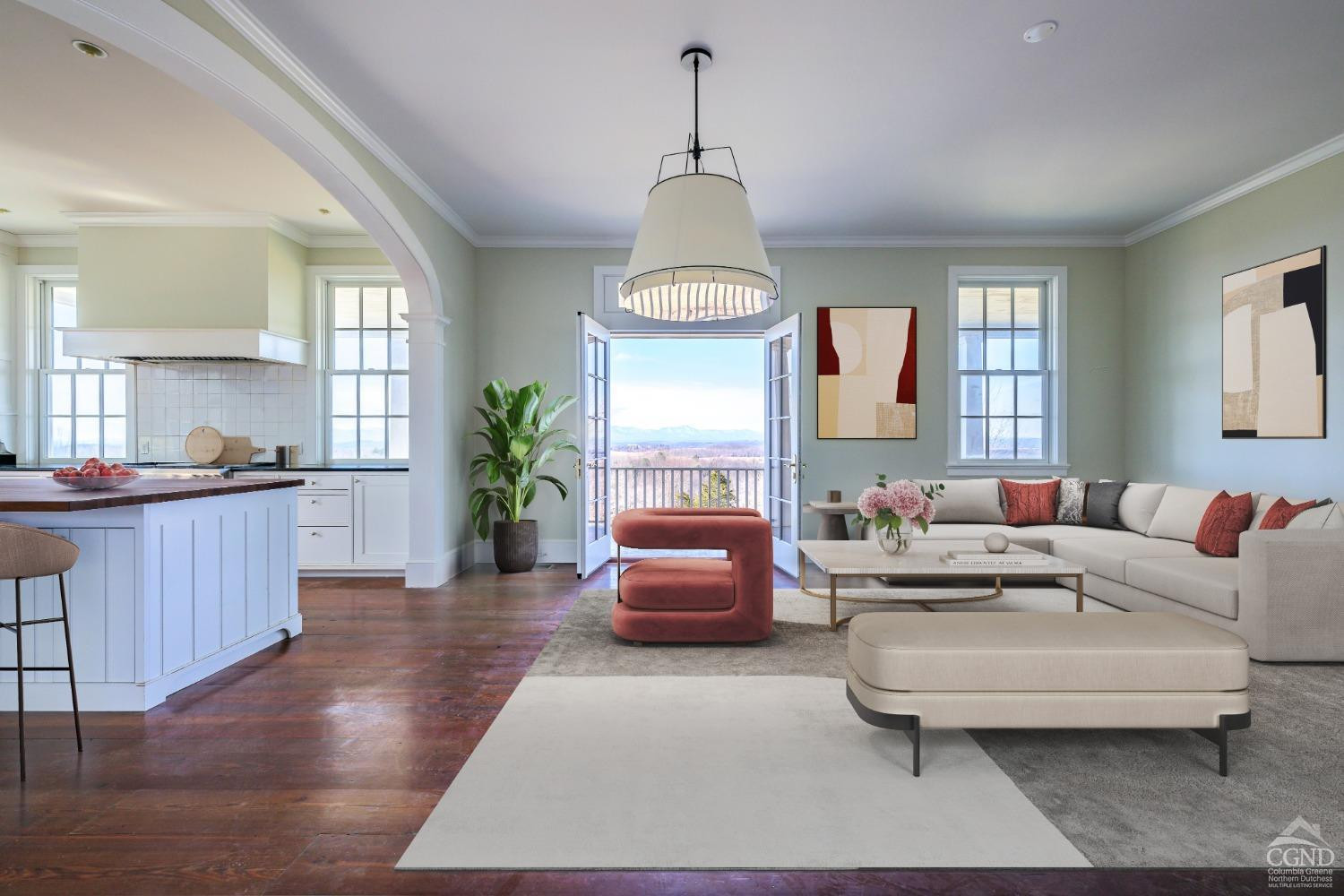 38 Miller Farm Road Claverack, NY 12413 - Photo 9 of 37 a living room with furniture chandelier and a fireplace