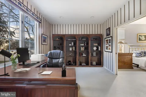 a view of a lobby with a couch