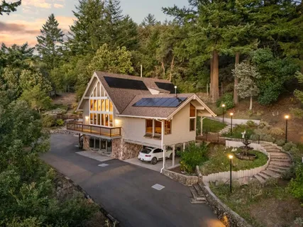 an aerial view of a house