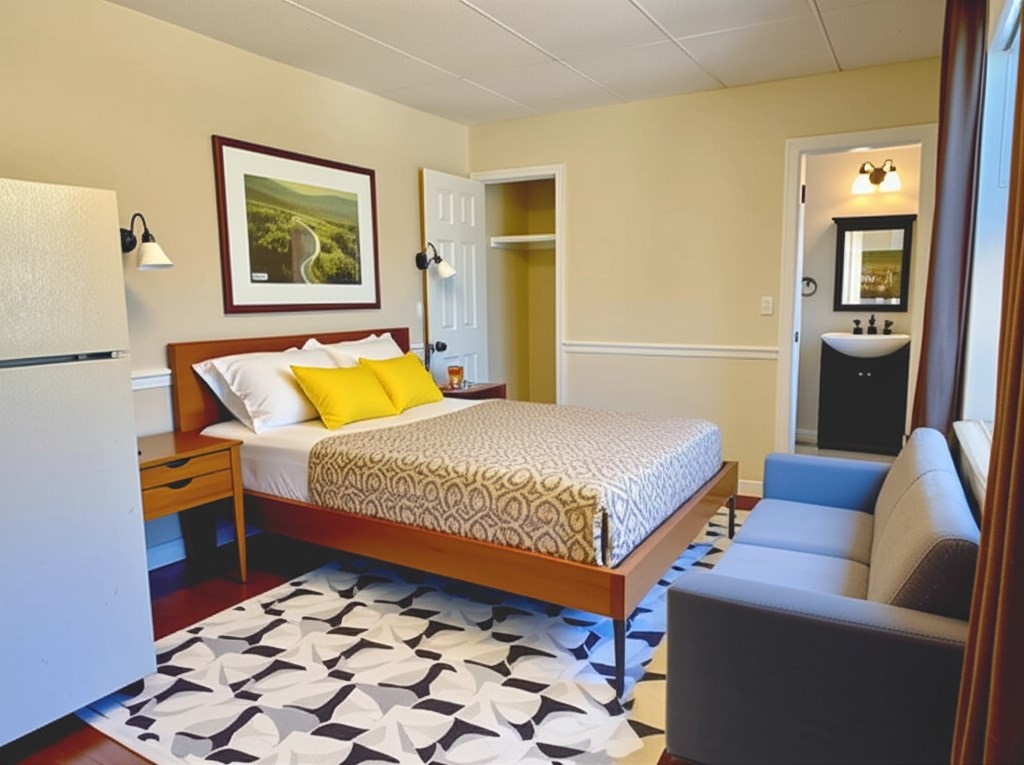 9 Bowdoin Street, Unit 6 Boston, MA 02114 - Photo 4 of 5 a bedroom with a bed and a couch