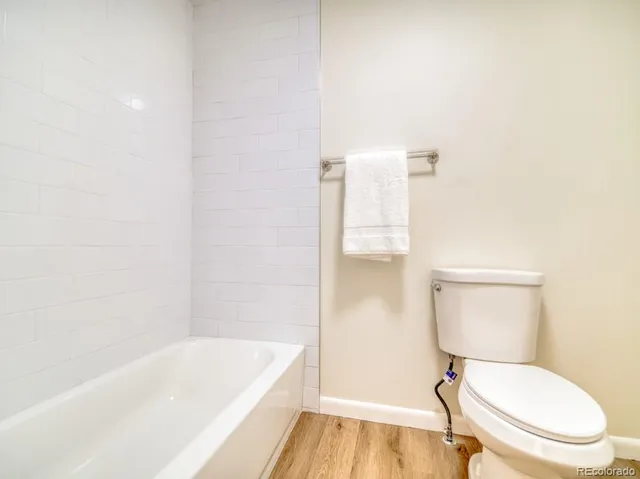 a bathroom with a toilet and a bathtub