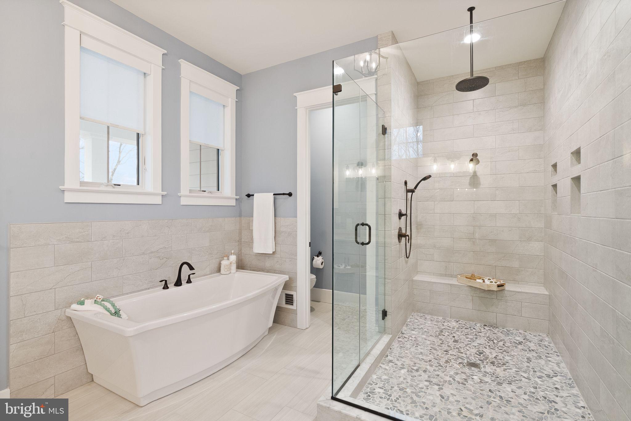 17819 Yatton Road Round Hill, VA 20141 - Photo 39 of 92 Beautiful Soaking Tub, Huge Shower with Seating