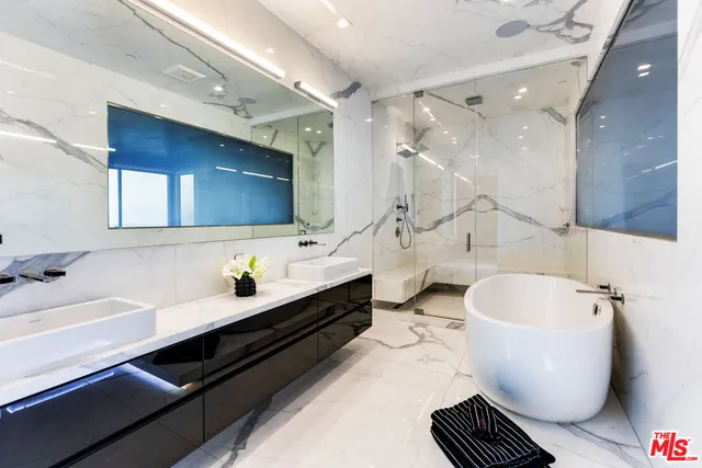 a view of roof deck with seating space