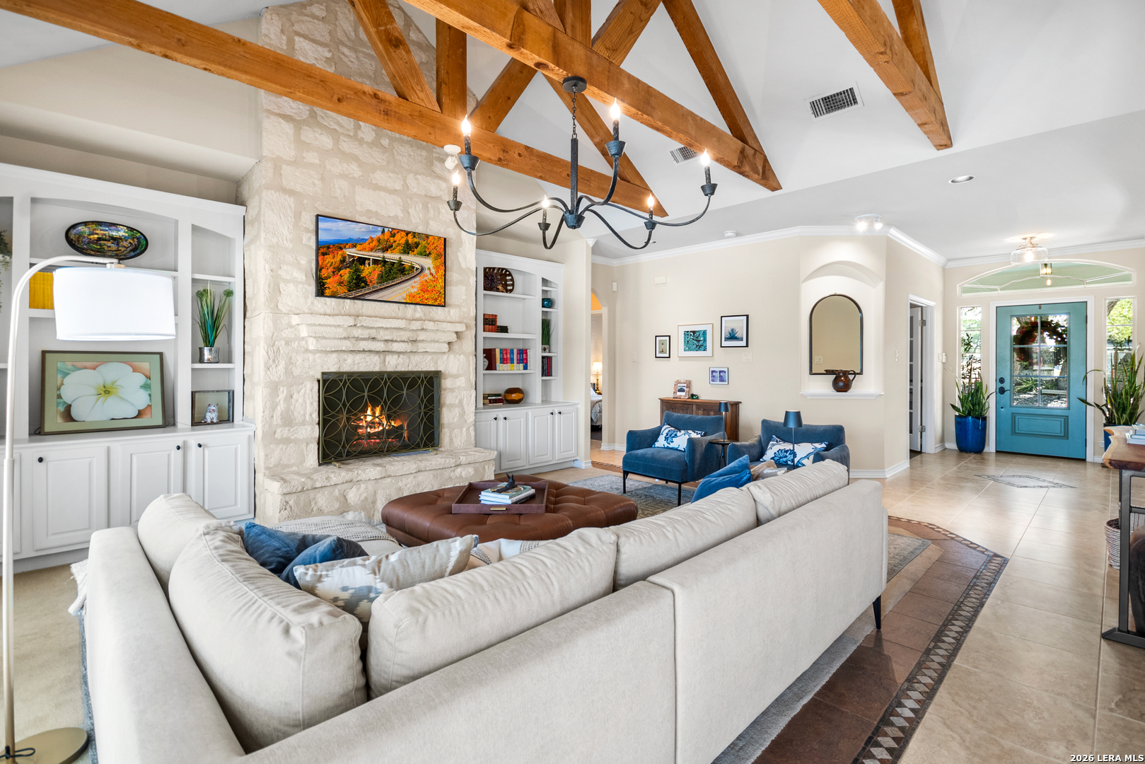 108 Jackrabbit Circle Boerne, TX 78006 - Photo 20 of 50 a living room with furniture and a fireplace