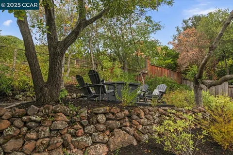 a backyard of a house with lots of green space