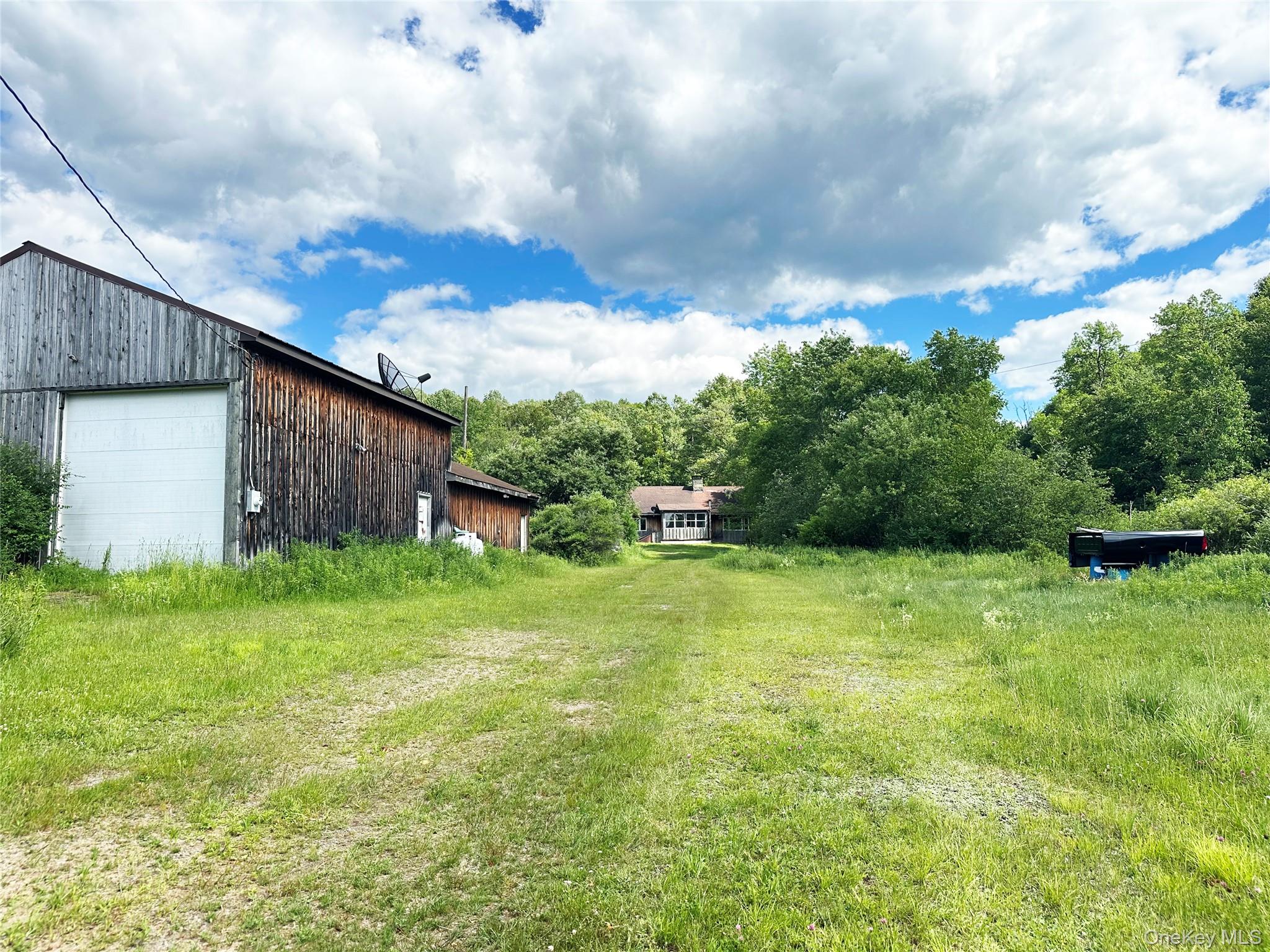 818 Methol Road Roscoe, NY 12776 - Photo 36 of 39 Long perspective showcasing the expansive grounds, detached garage, and secluded setting.