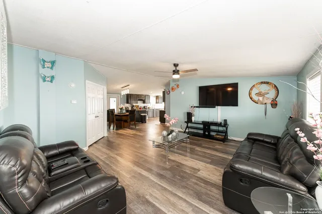 a living room with furniture