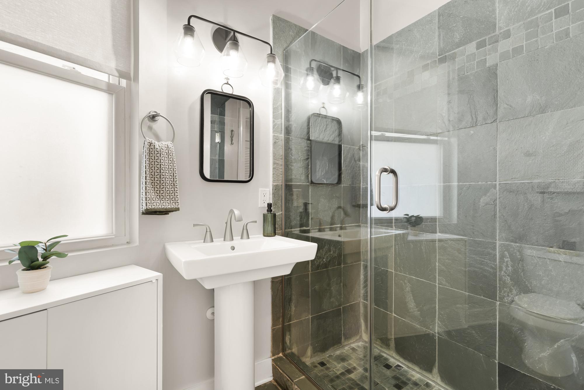 57 Bryant Street Northwest, Unit 2 Washington, DC 20001 - Photo 20 of 36 a bathroom with a sink mirror and toilet