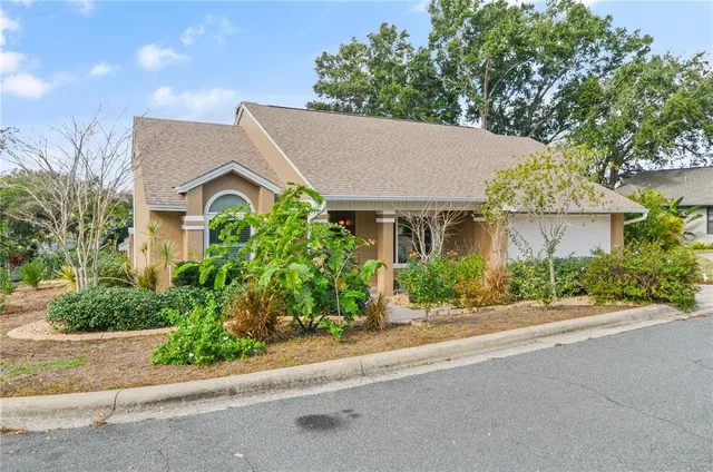 a view of a house with a yard and plants