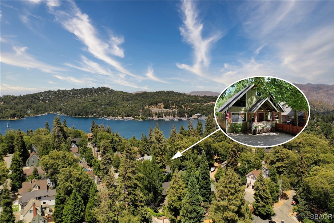 371 Maple Drive Lake Arrowhead, CA 92352 - Photo 2 of 50 an aerial view of a house with a lake view