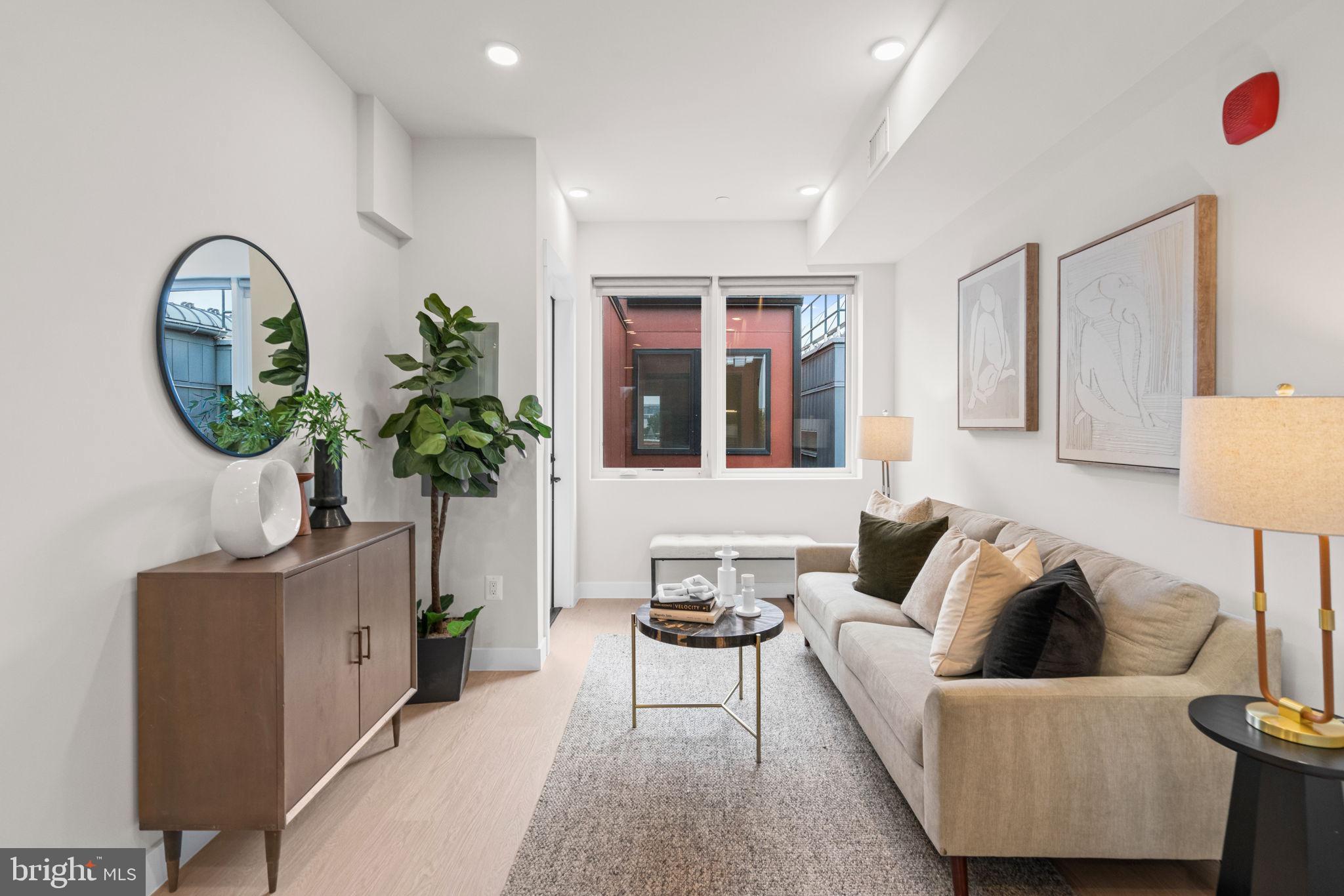 733 8th Street Southeast, Unit 302 Washington, DC 20003 - Photo 4 of 18 a living room with furniture a potted plant and a lamp