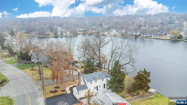 a view of a lake with a mountain in the background