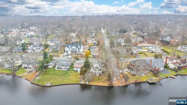 a view of a lake with houses