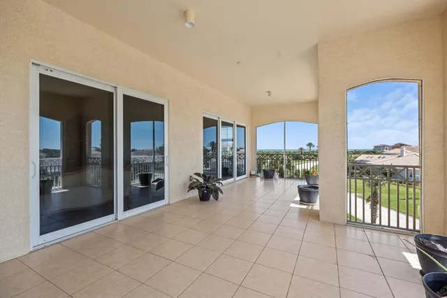 a view of a balcony with city view