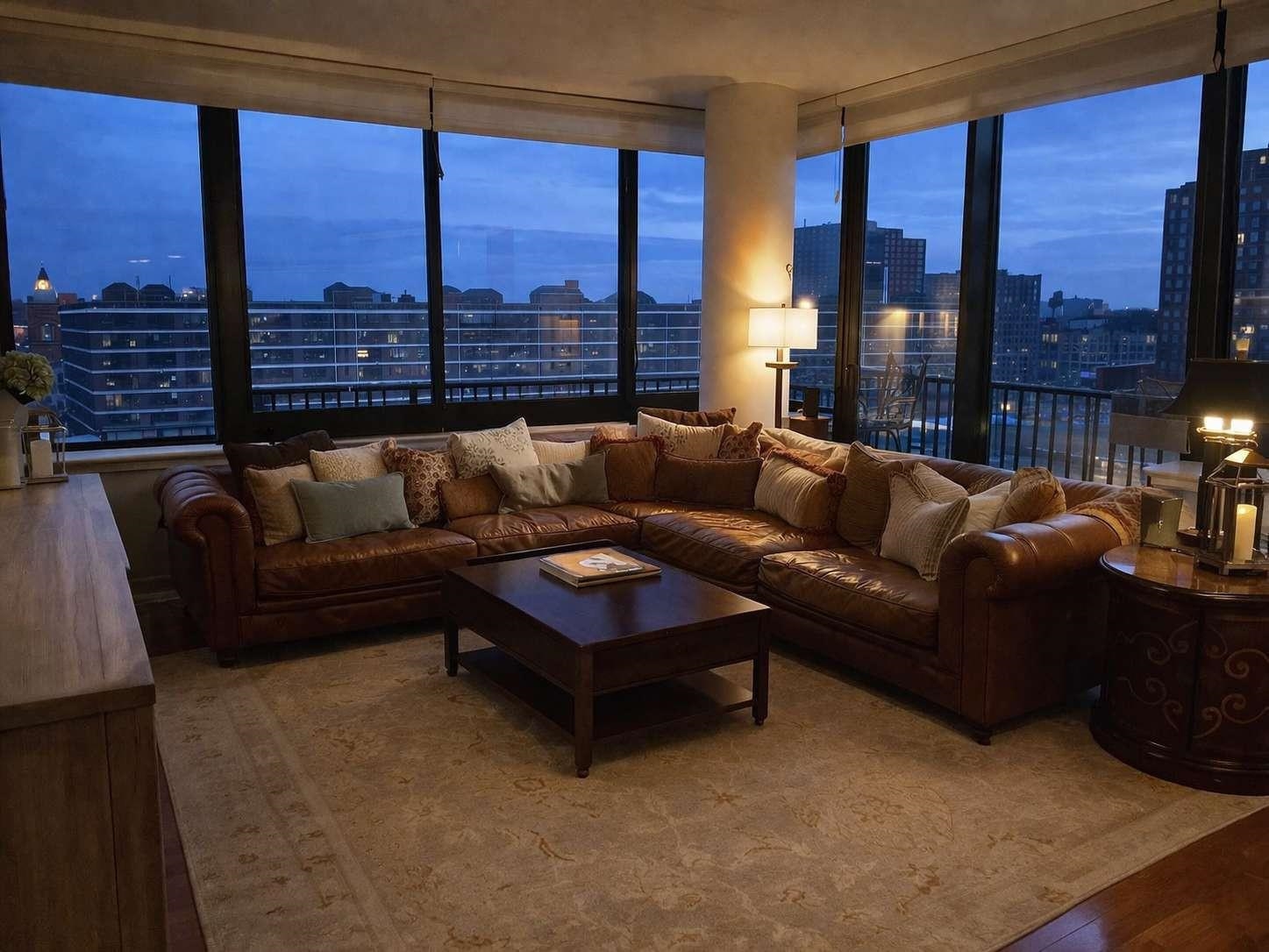 700 Grove Street, Unit 12F Jersey City, NJ 07310 - Photo 3 of 27 a living room with furniture and a large window