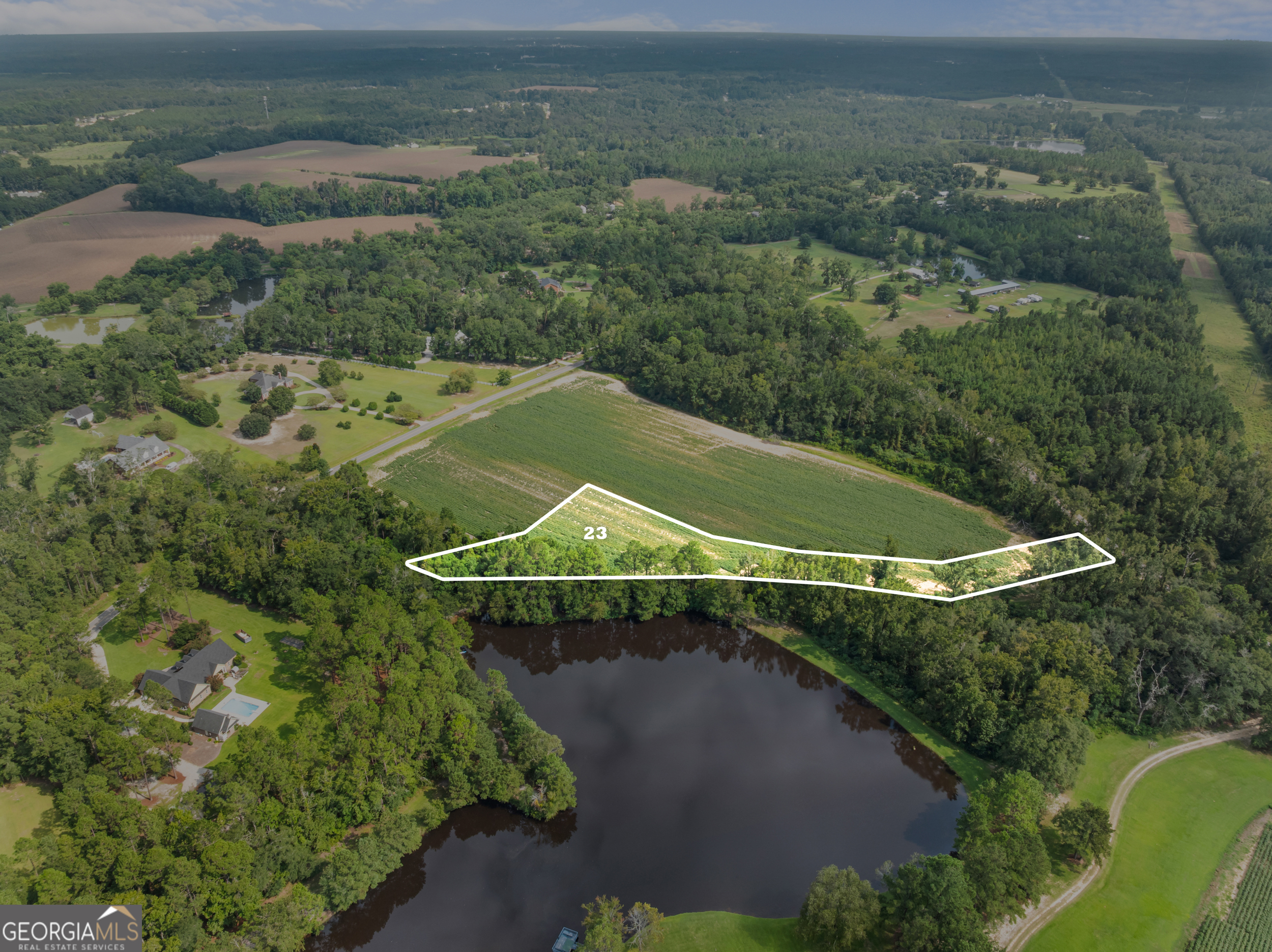 an aerial view of a house