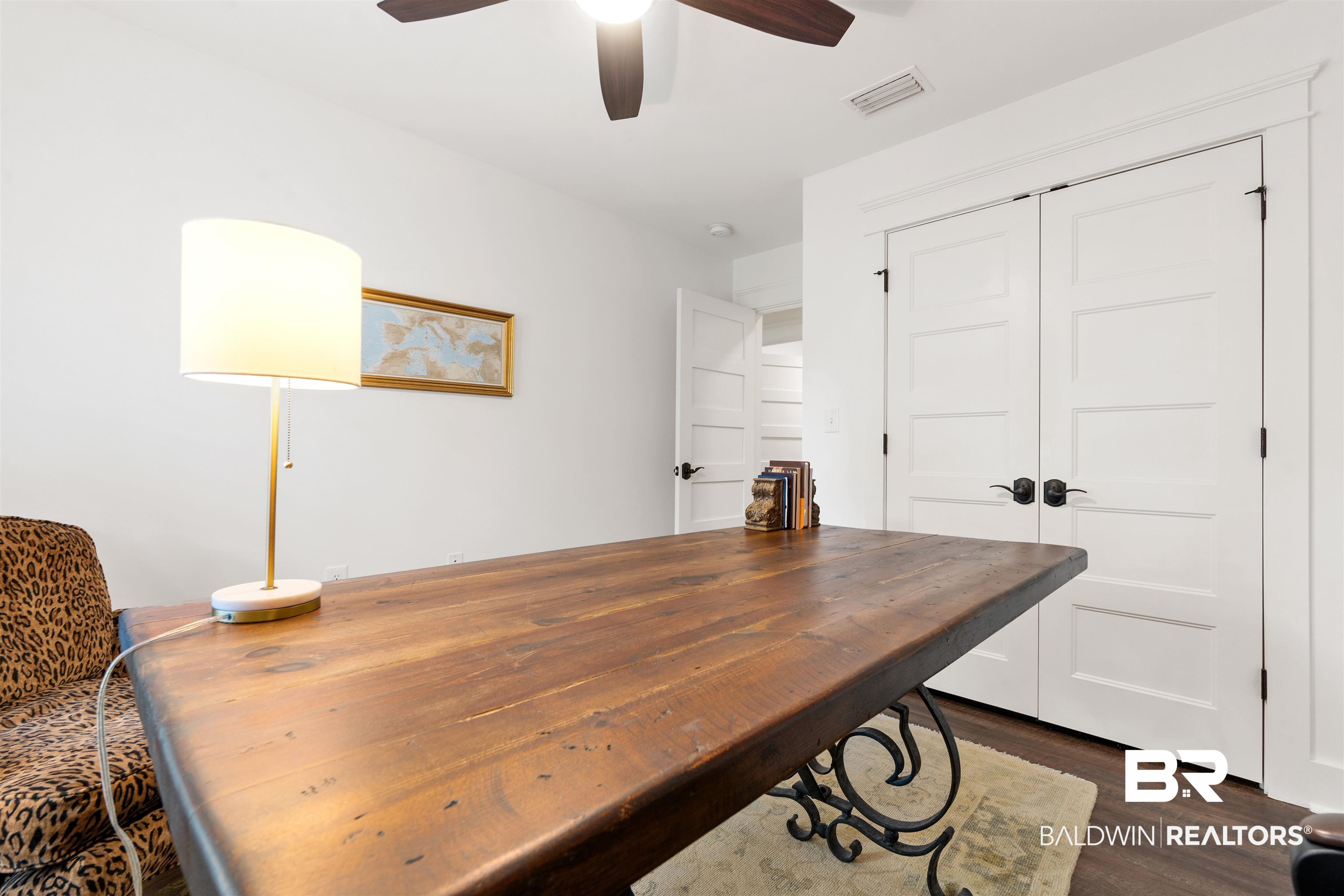 3808 Claridge Road North Mobile, AL 36608 - Photo 30 of 43 Office area featuring dark hardwood / wood-style floors and ceiling fan