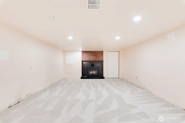a view of a room with refrigerator