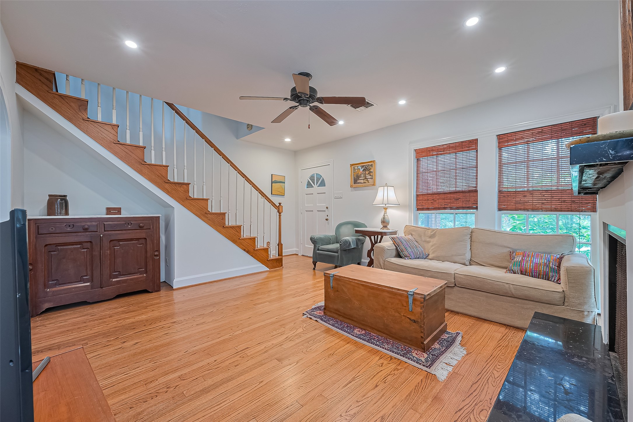 501 Gale Street Houston, TX 77009 - Photo 9 of 49 a living room with furniture ceiling fan and wooden floor