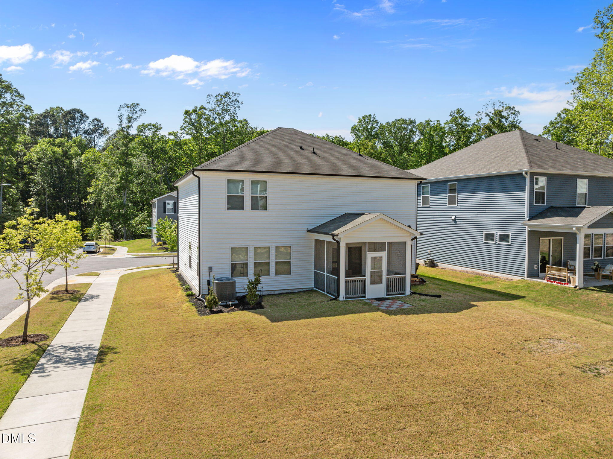 3000 Farndale Trace Durham, NC 27712 - Photo 28 of 36 a view of a house with a big yard and large trees