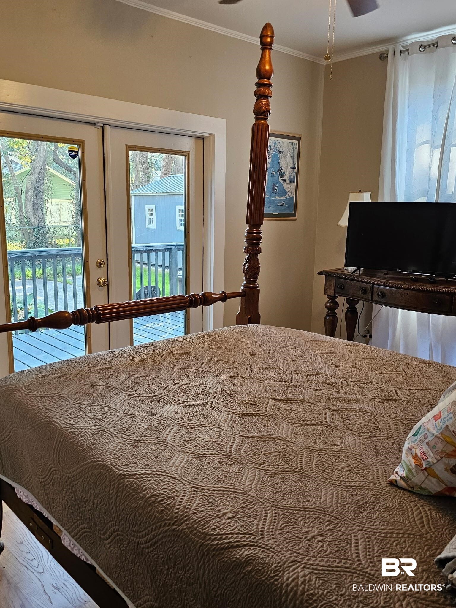 1215 Church Street Mobile, AL 36604 - Photo 17 of 23 Bedroom featuring ornamental molding, access to outside, and french doors