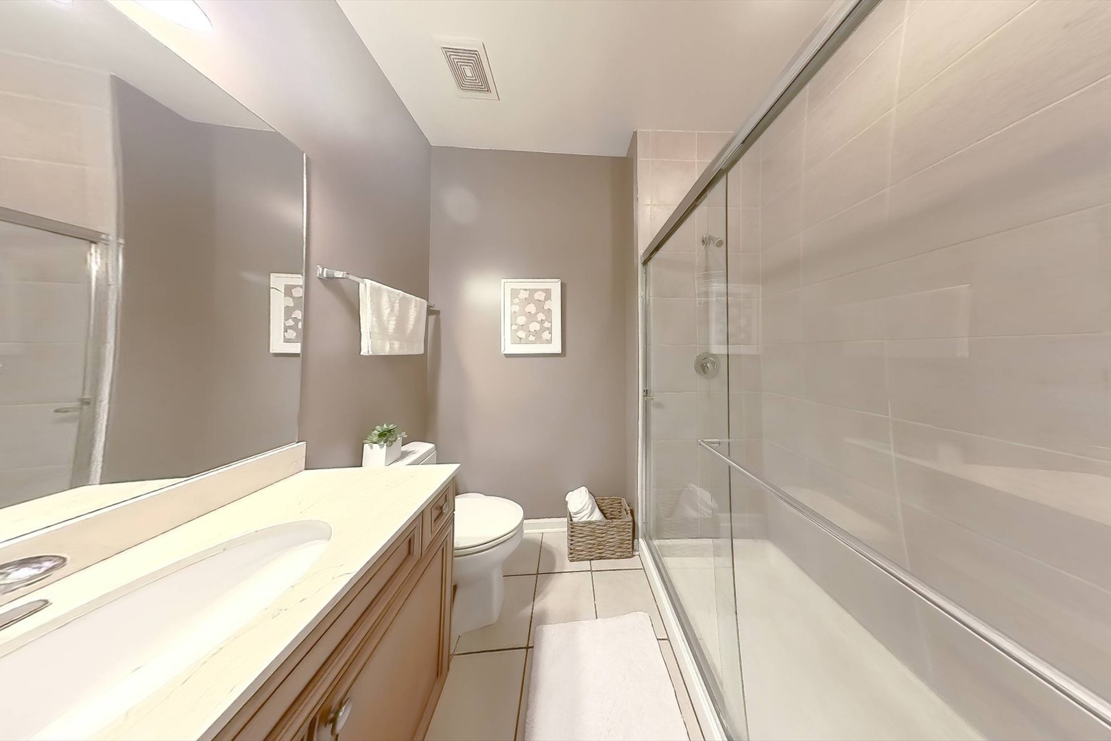 1414 South Halsted Street, Unit 3B Chicago, IL 60607 - Photo 10 of 14 a spacious bathroom with a tub sink and a shower