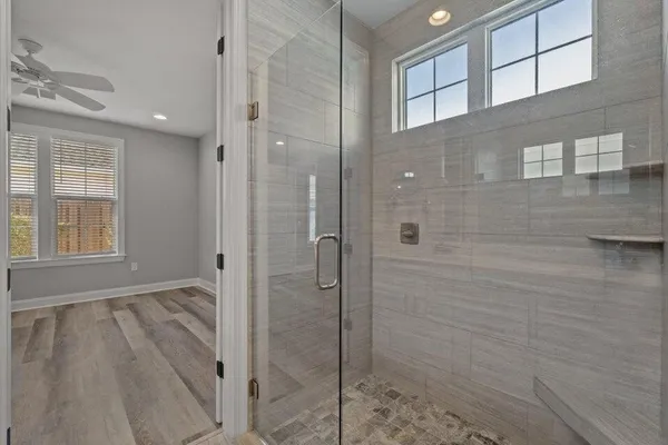 a bathroom with a shower