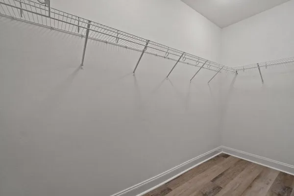 a view of a room with racks on the wall
