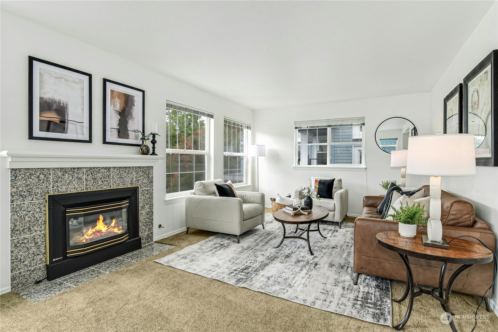 1310 North 41st Street, Unit B Seattle, WA 98103 - Photo 3 of 40 a living room with furniture and a fireplace