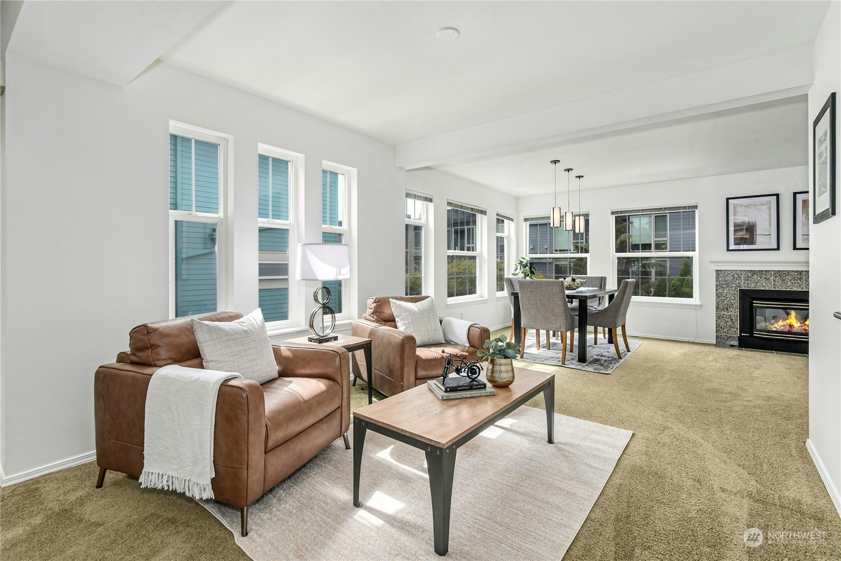 1310 North 41st Street, Unit B Seattle, WA 98103 - Photo 6 of 40 a living room with furniture and a fireplace