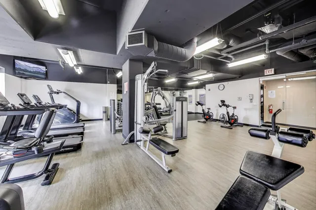 a view of a room with gym equipment