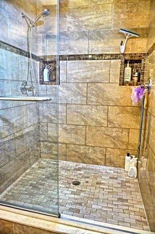 a bathroom with a shower