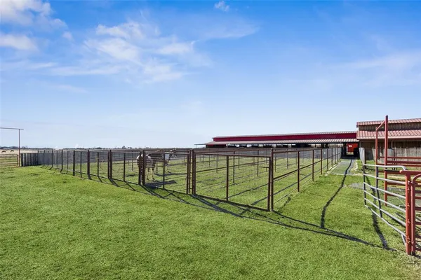 a view of a green field with clear sky