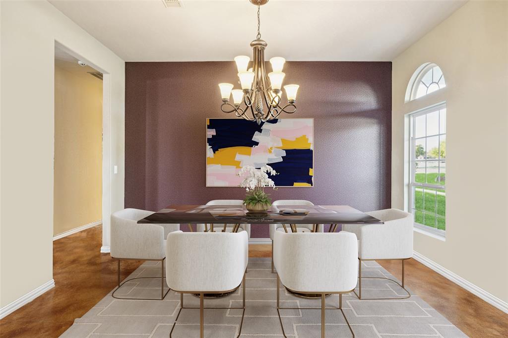 Tbd Mitchell Road Krum, TX 76249 - Photo 23 of 39 a view of a dining room with furniture and a chandelier