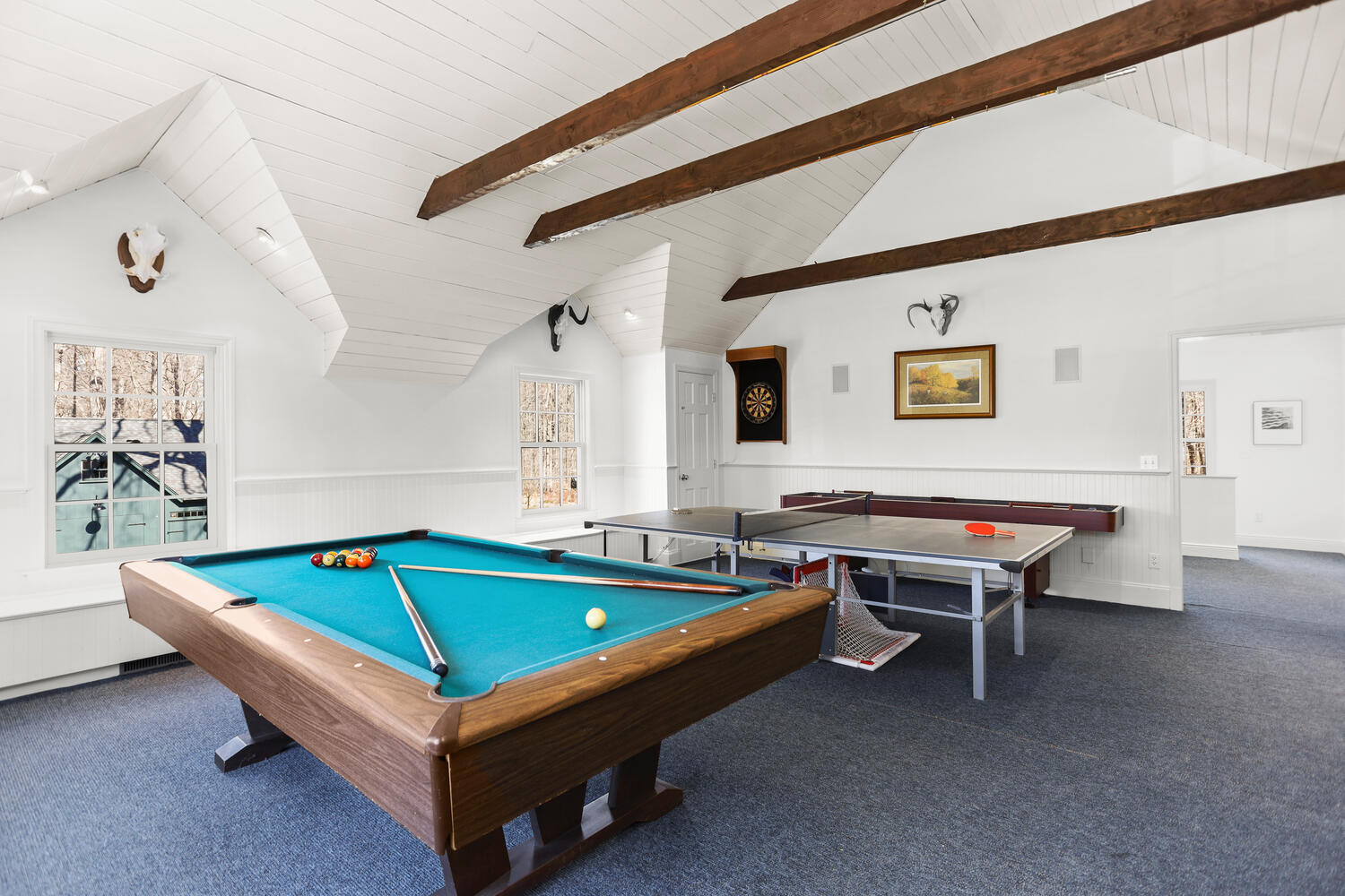 26 Beech Road New Canaan, CT 06840 - Photo 35 of 41 a room with furniture pool table and windows
