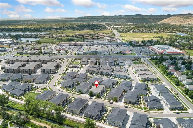 a view of a city with a mountain