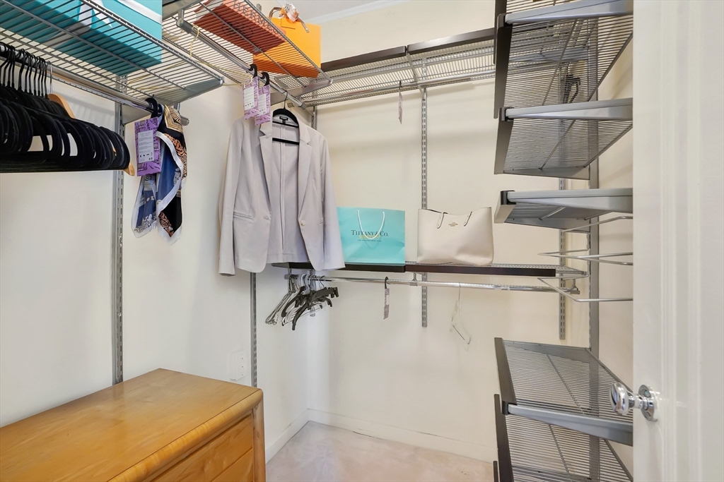 20 Chapel Street, Unit B801 Brookline, MA 02446 - Photo 13 of 27 a view of walk in closet with clothes and shoes