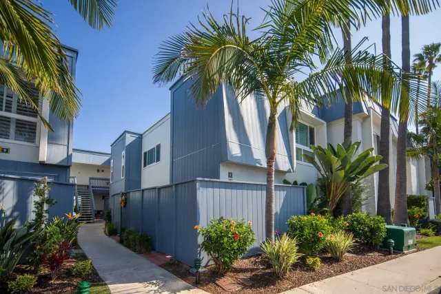 a view of a palm trees in front of a house