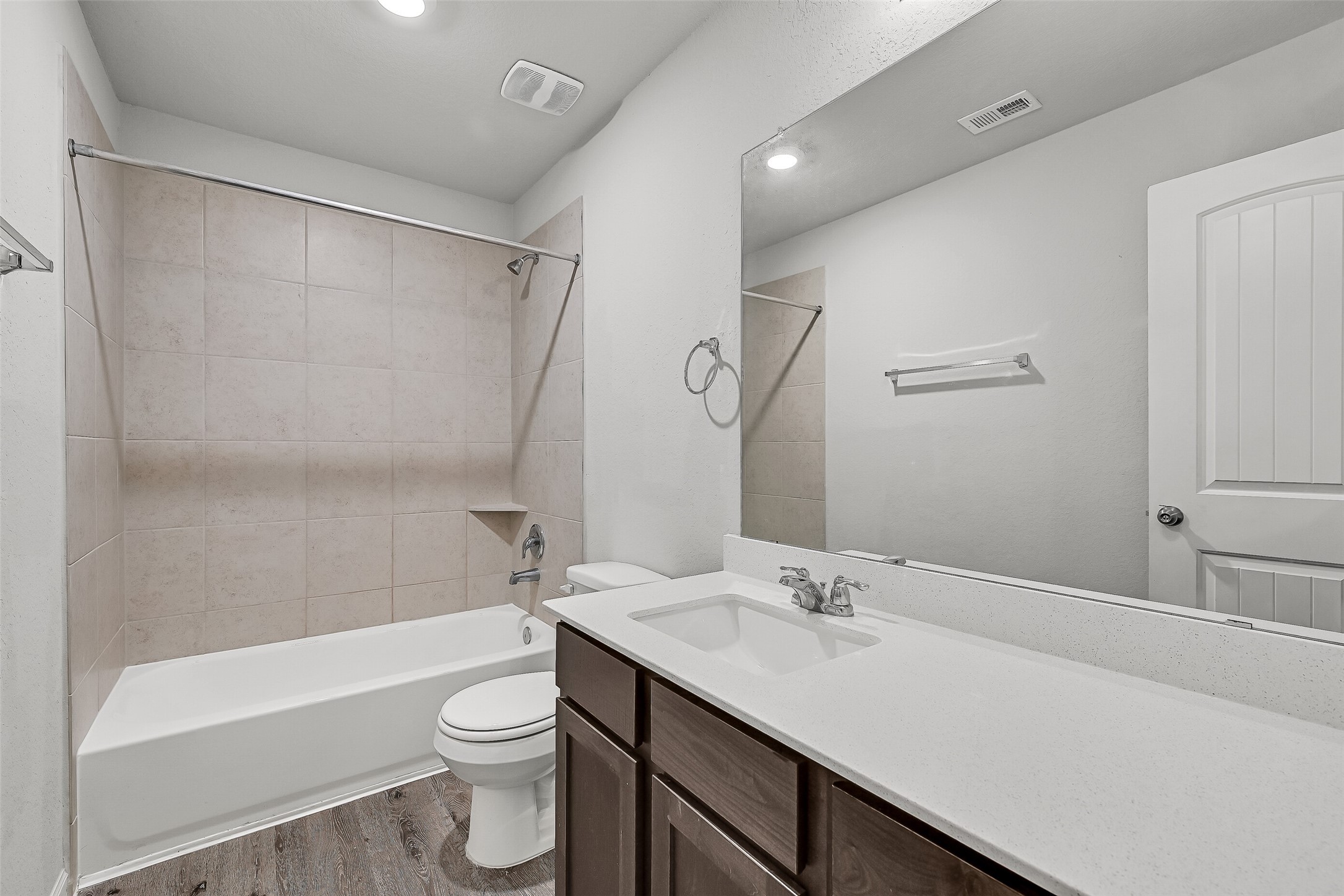 5407 James Michael Drive Rosharon, TX 77583 - Photo 22 of 32 a bathroom with a granite countertop sink toilet and shower