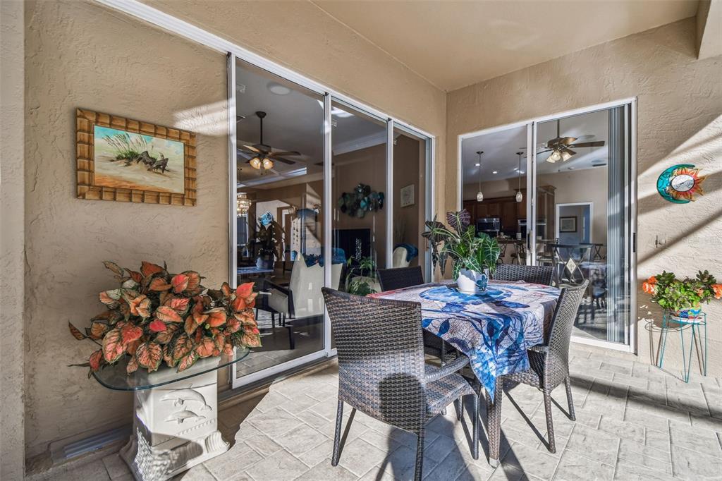 1955 Dunloe Circle Dunedin, FL 34698 - Photo 65 of 94 a view of a dining room with furniture and chandelier