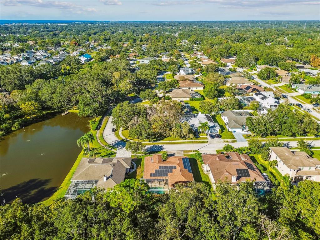 1955 Dunloe Circle Dunedin, FL 34698 - Photo 86 of 94 an aerial view of residential houses with outdoor space and lake view